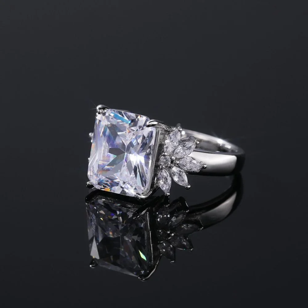 😍Crystal Clear Large Pure Rectangle Zircon Wedding Rings for Women, L129